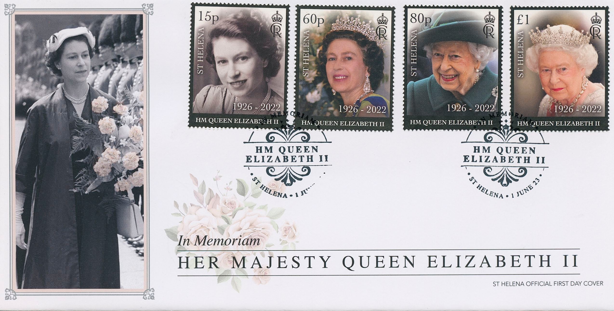 St Helena 2023 FDC Royalty Stamps Queen Elizabeth II Memorial 4v Set