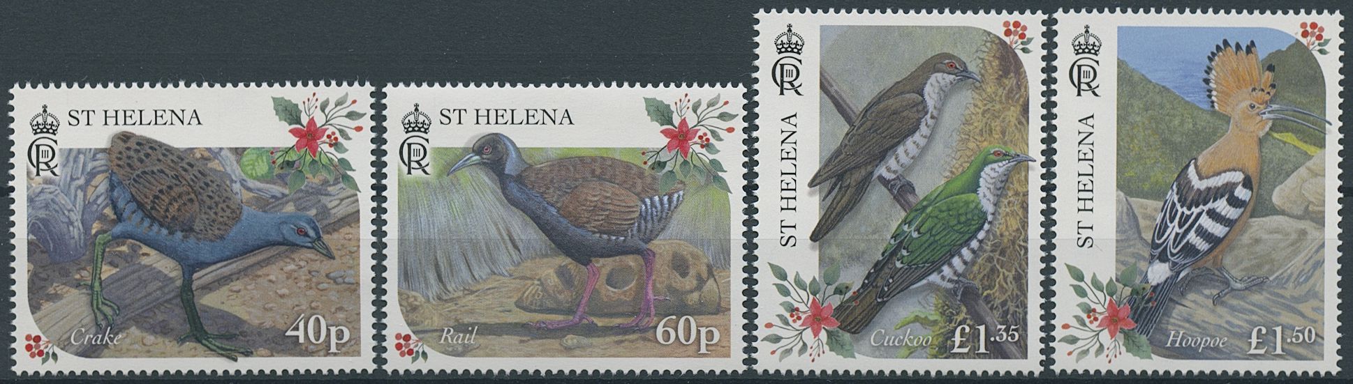 St Helena 2023 MNH Christmas Stamps Extinct Land Birds Hoopoe Cuckoos 4v Set