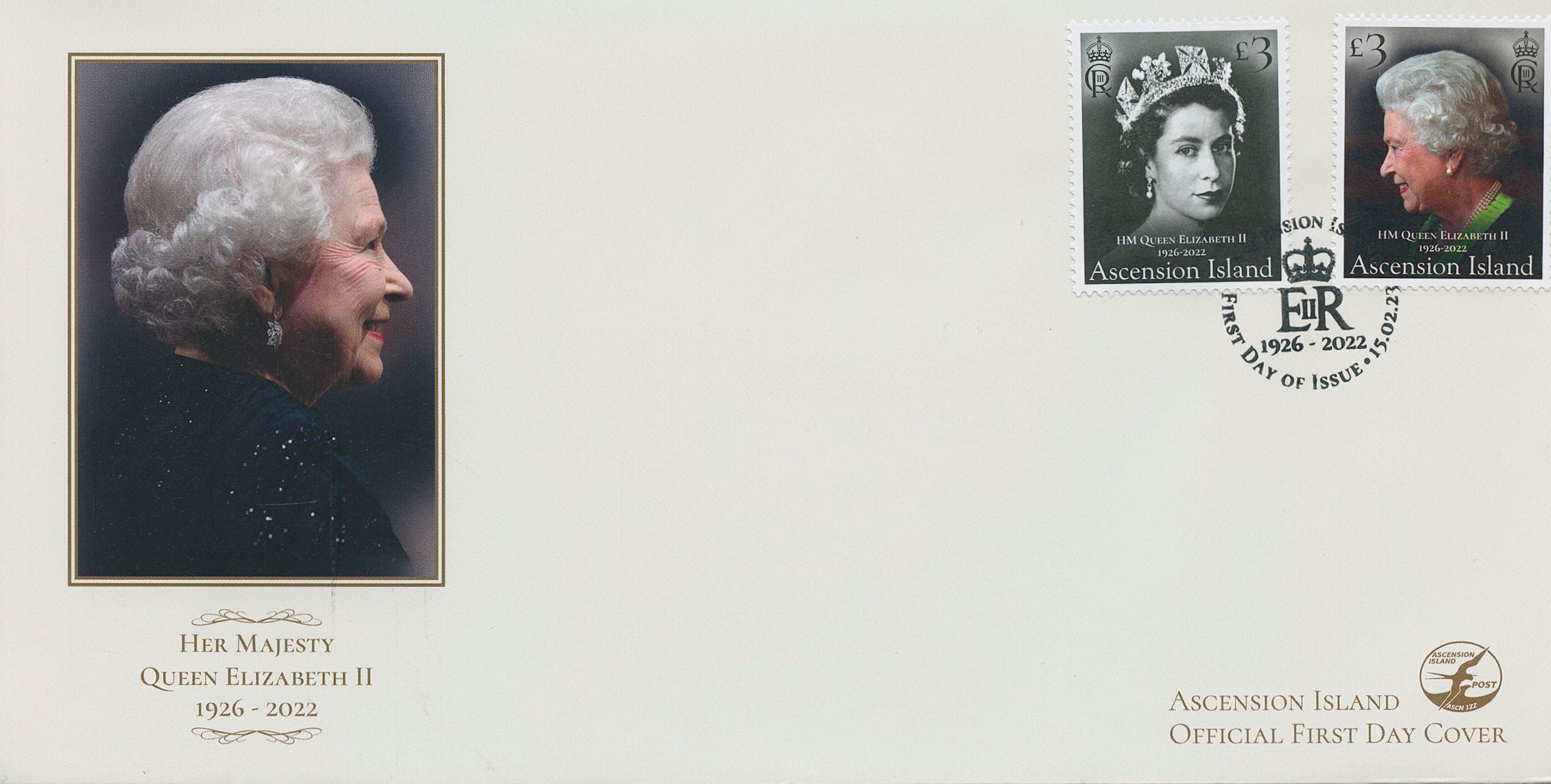 Ascension Island 2023 FDC Royalty Stamps Queen Elizabeth II Memorial 2v Set