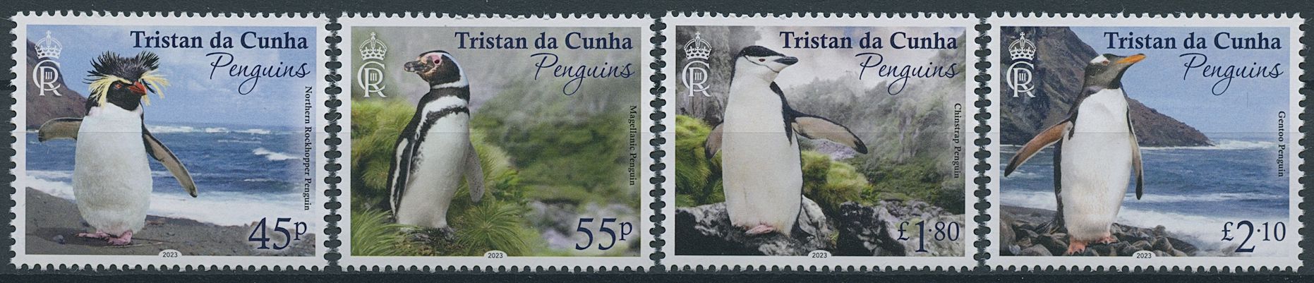 Tristan da Cunha 2023 MNH Birds on Stamps Penguins Chinstrap Gentoo Penguin 4v Set