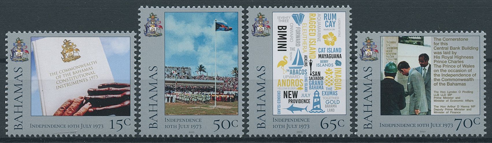 Bahamas 2023 MNH Historical Events Stamps Independence 50th Anniv Flags Constitution 4v Set