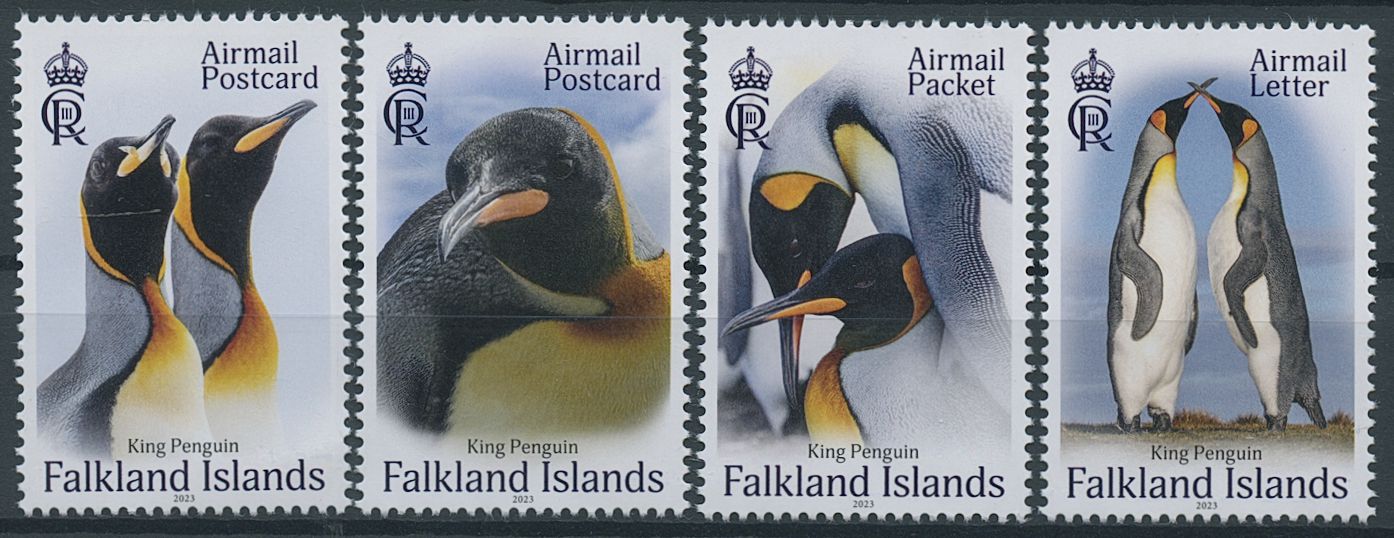 Falkland Islands 2023 MNH Birds on Stamps Penguins Airmail Rate King Penguin 4v Set