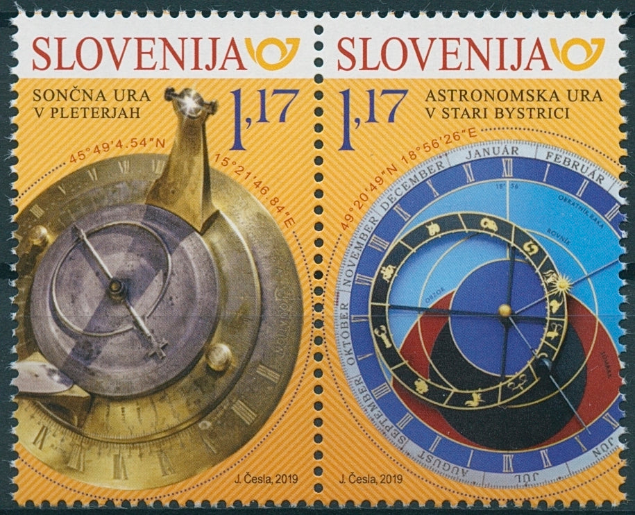 Slovenia 2019 MNH Sundial & Astronomical Clock JIS Slovakia 2v Set Stamps