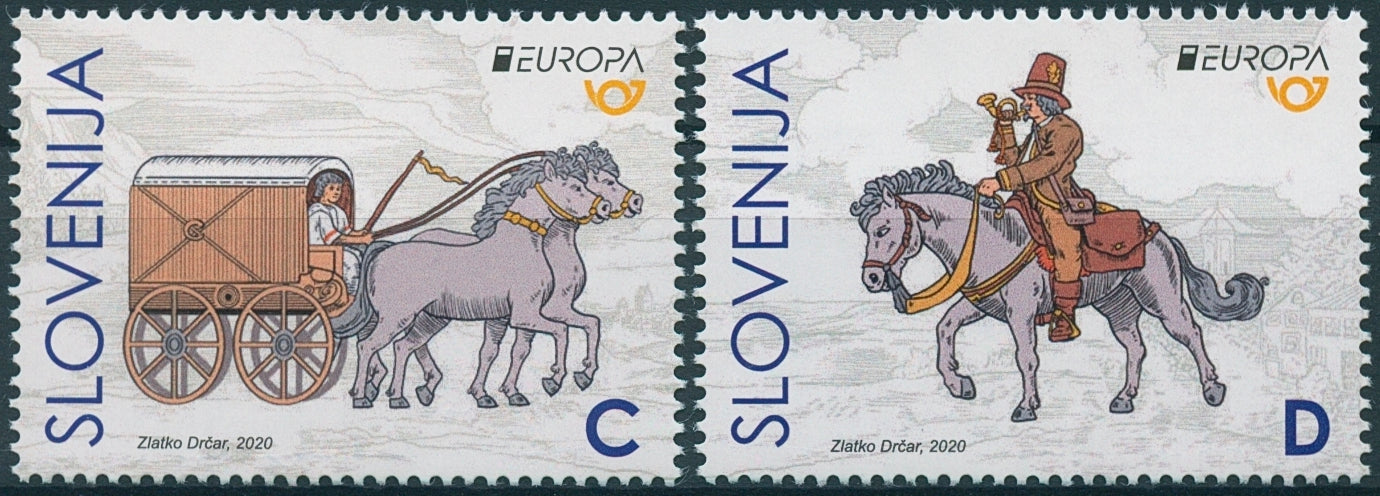 Slovenia Europa Stamps 2020 MNH Ancient Postal Routes Services Horses 2v Set