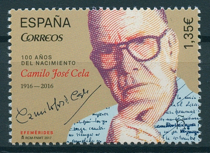 Spain 2017 MNH Camilo J Cela Birth Centenary 1v Set Writers Literature Stamps
