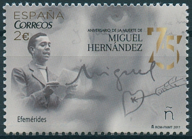 Spain 2017 MNH Miguel Hernandez 75th Memorial 1v Set Poets Literature Stamps