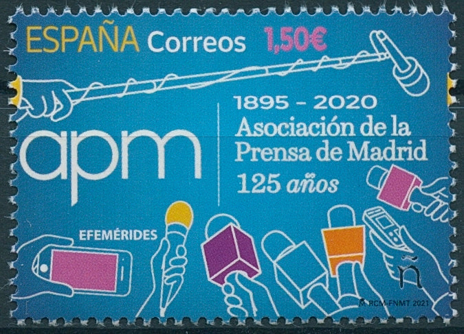Spain Stamps 2021 MNH Madrid Press Association 125 Years Media 1v Set