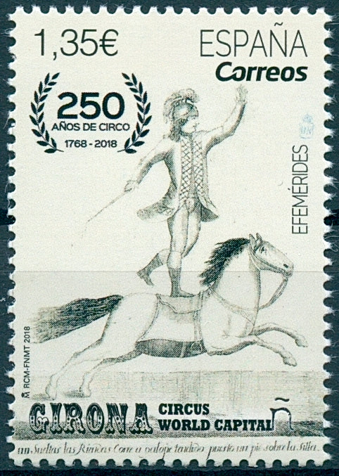 Spain 2018 MNH Circus 250th Anniv Girona Circus Capital 1v Set Horses Stamps