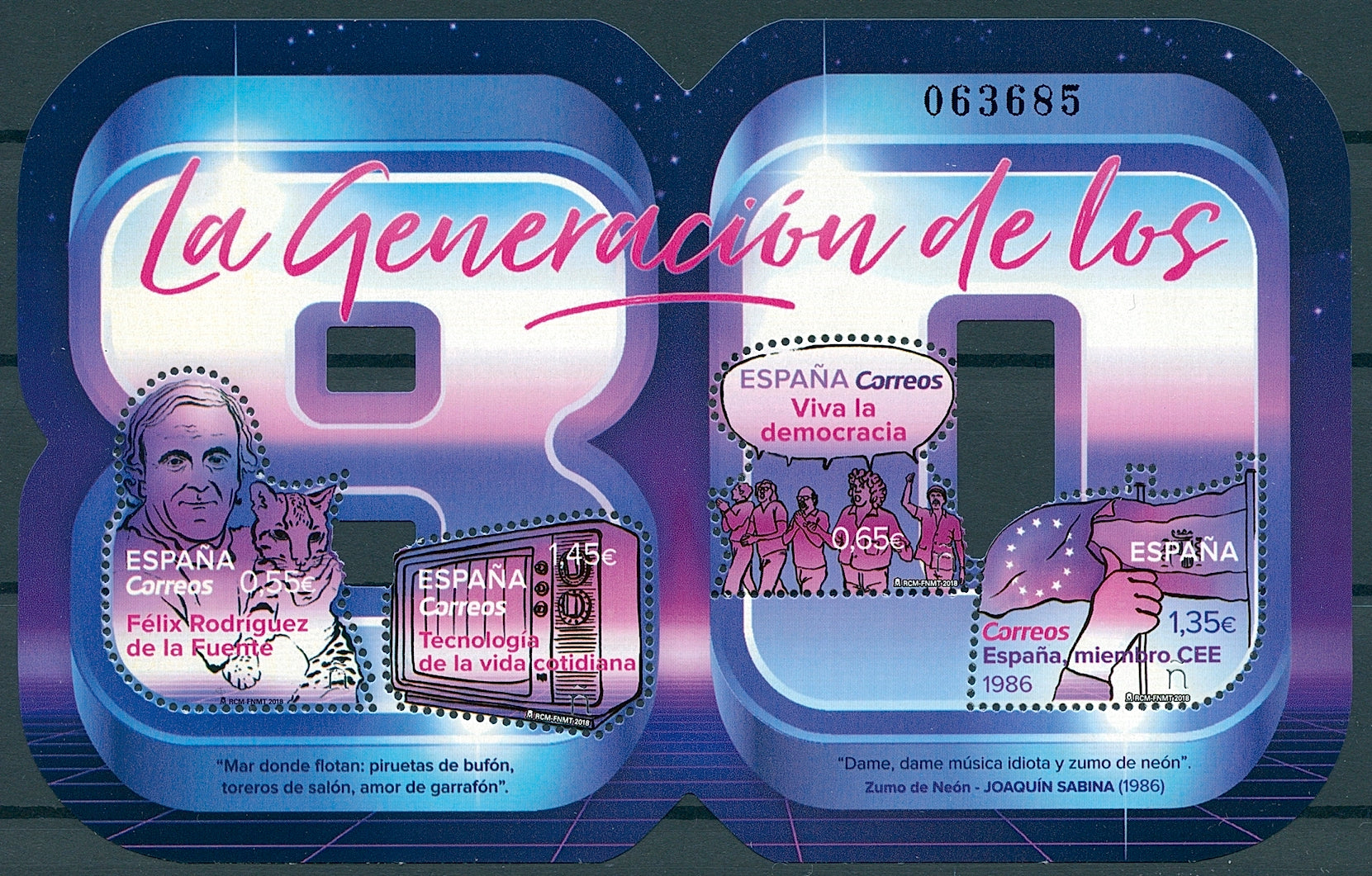 Spain 2018 MNH Eighties Generation of 80s 4v M/S Flags Historical Events Stamps