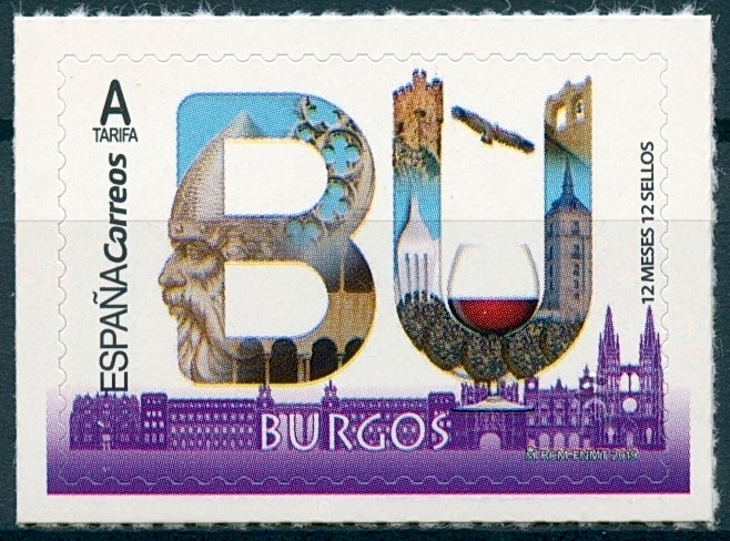 Spain 2019 MNH Burgos 12 Months 12 Stamps 1v S/A Set Birds Architecture Stamps