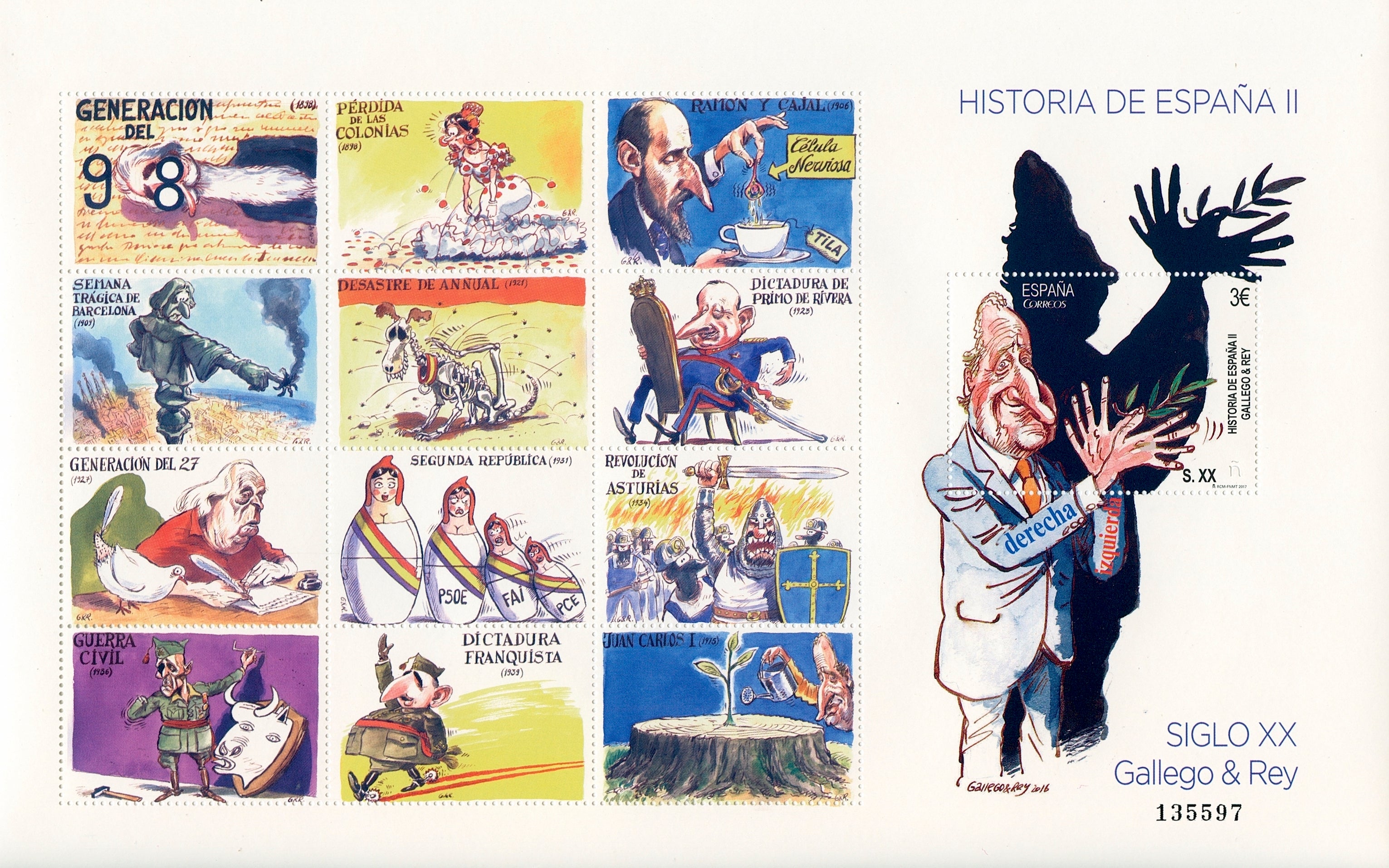 Spain 2017 MNH History of Spain 20th Cent Gallego & Rey 1v M/S Cartoons Stamps