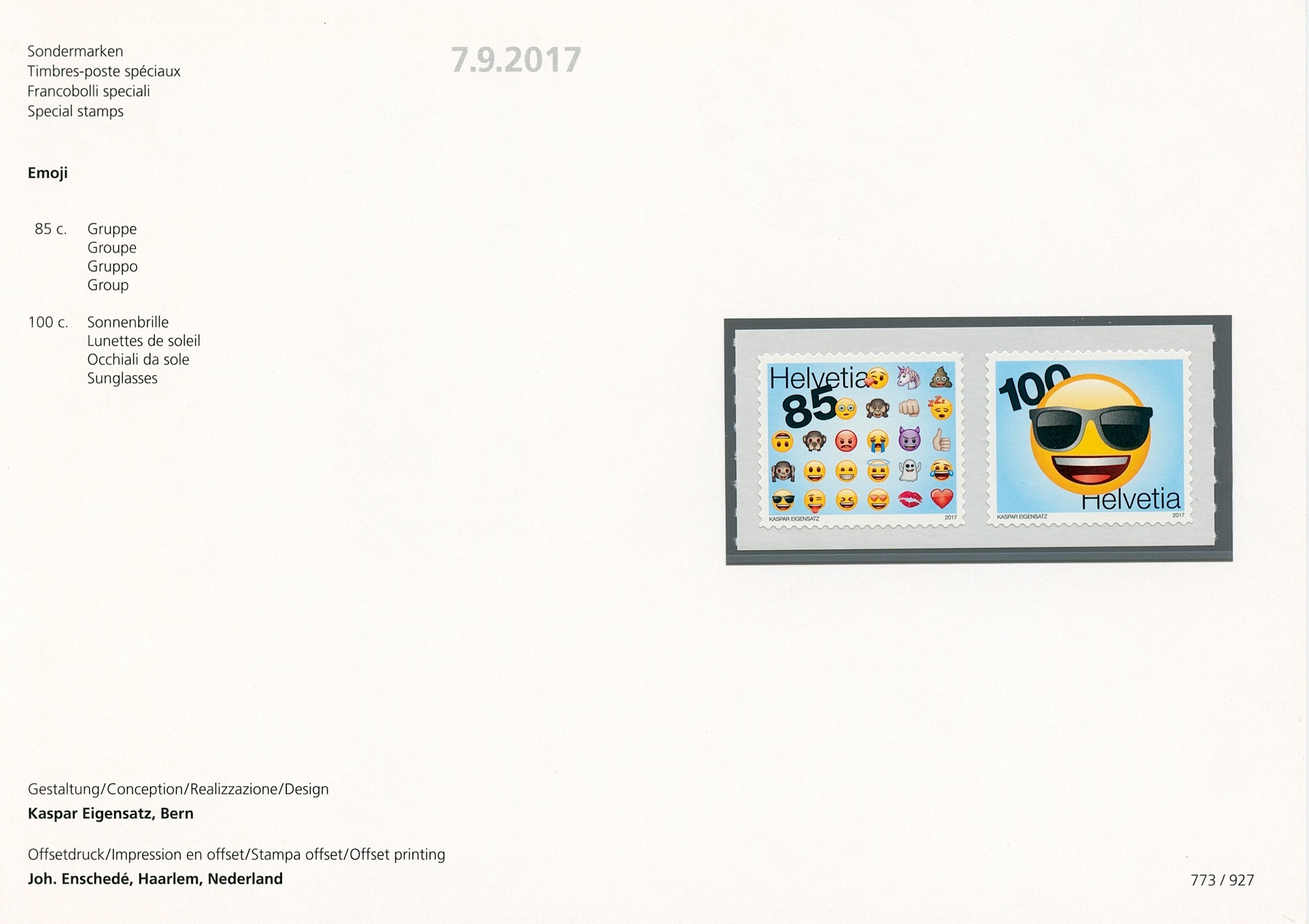Switzerland 2017 MNH Emoji Emojis 2v S/A Set Special Folder Stamps