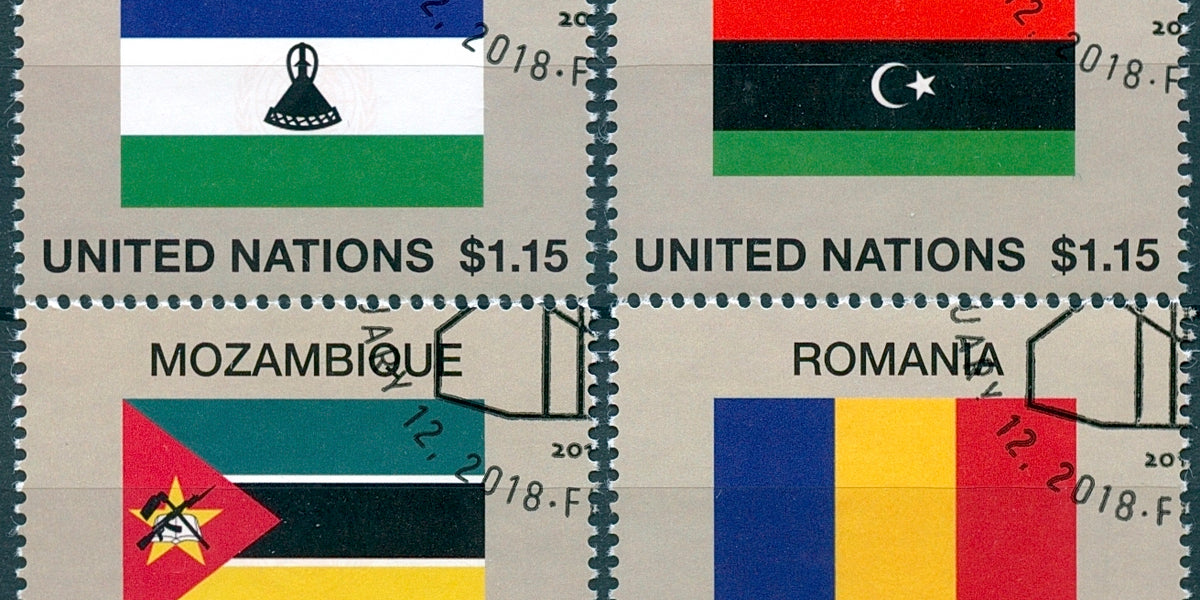 United Nations UN 2018 CTO Flag Series 54 Lesotho Libya 4v Set Flags Stamps