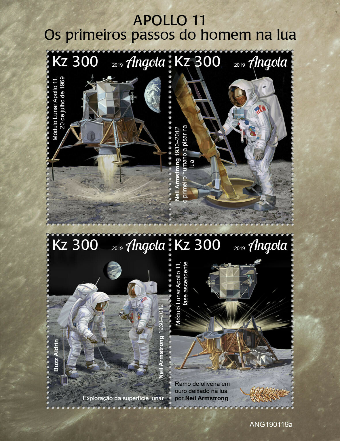 Angola 2019 MNH Space Stamps Apollo 11 Moon Landing 50th Anniv 4v M/S