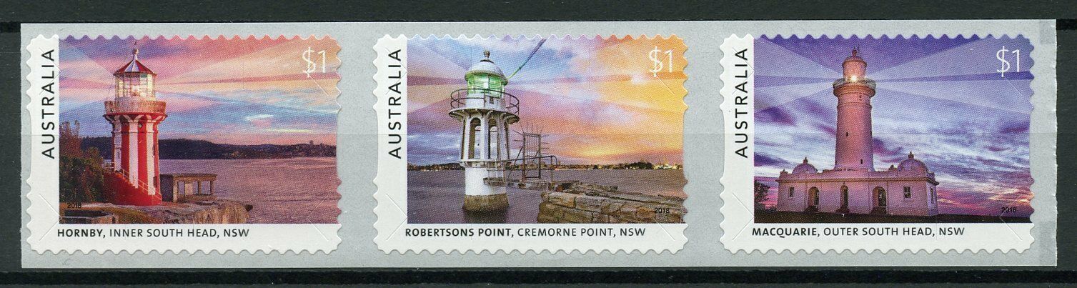 Australia 2018 MNH Sydney Lighthouses Hornby 3v S/A Coil Set Architecture Stamps