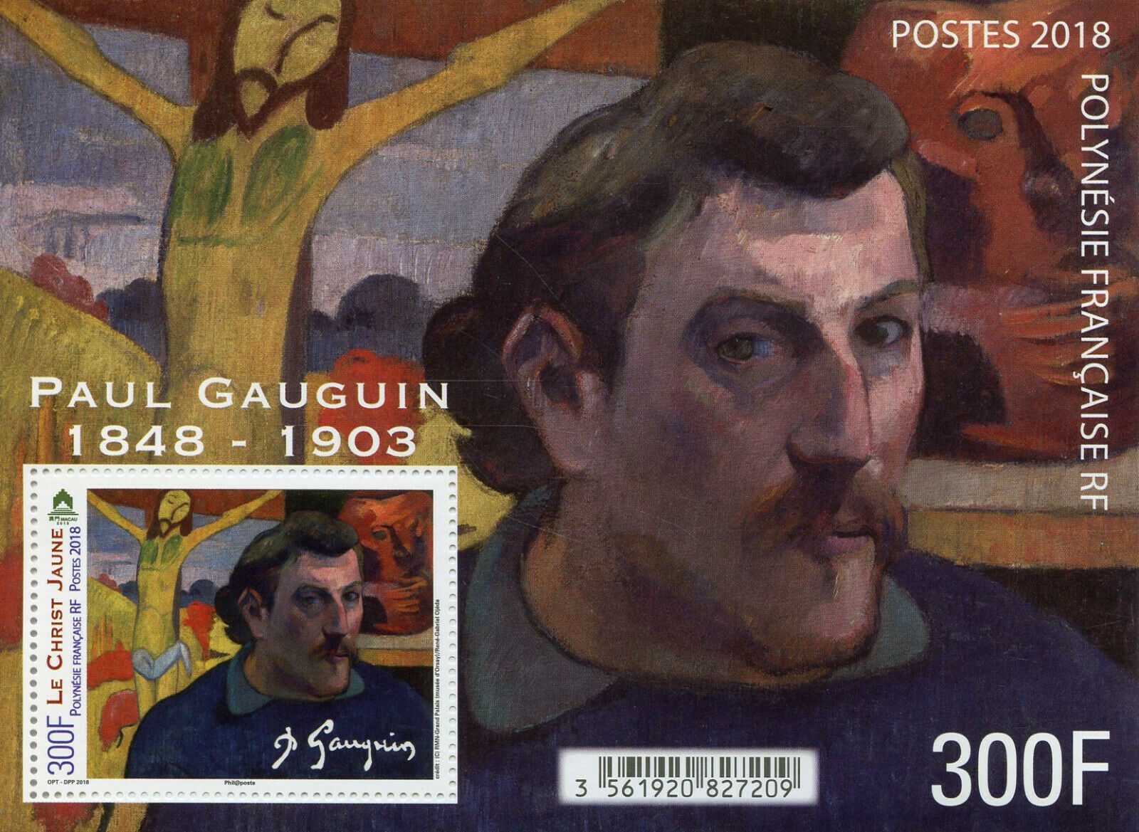 French Polynesia 2018 MNH Paul Gauguin Yellow Christ 1v Set M/S Paintings Stamps