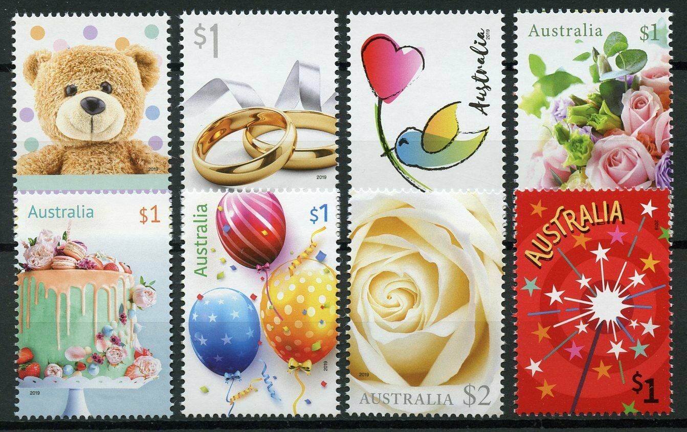Australia 2019 MNH Occasions Roses Teddy Bears 8v Set Flowers Greetings Stamps