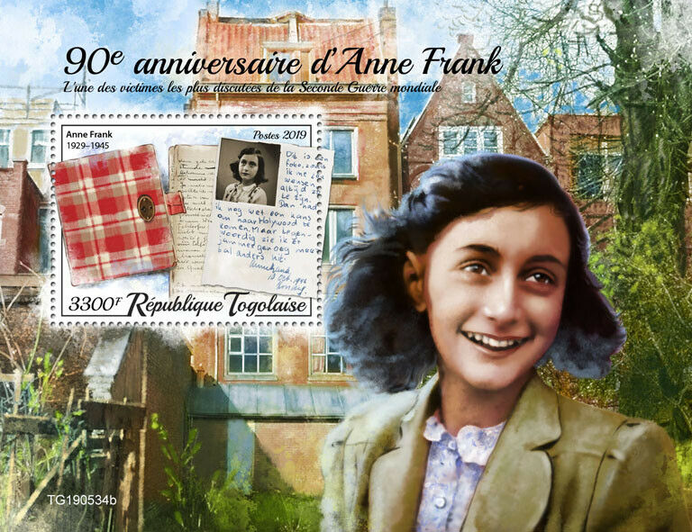 Togo Military & War Stamps 2019 MNH WWII WW2 Anne Frank Famous People 1v S/S