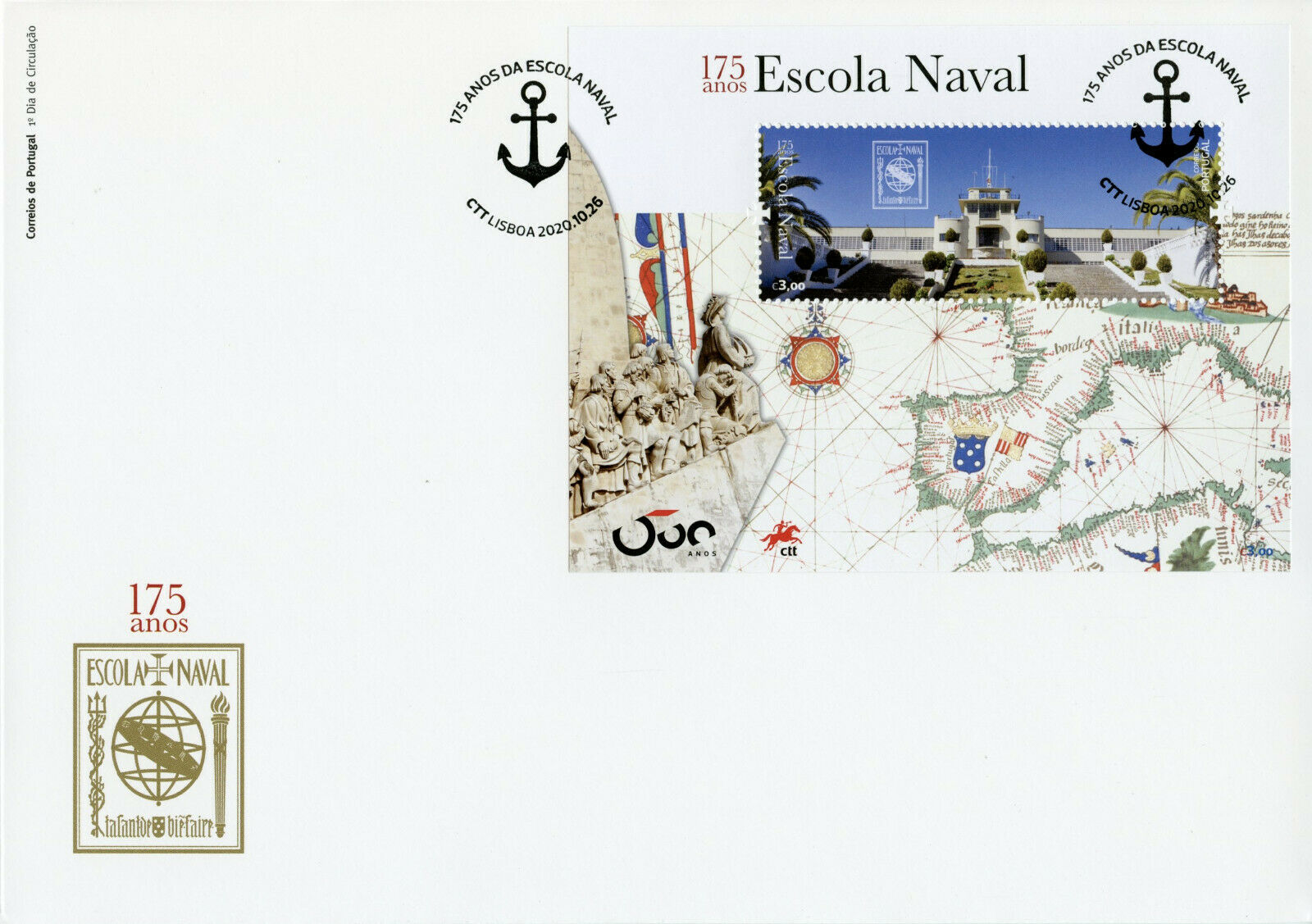 Portugal Military Stamps 2020 FDC Escola Naval Royal Navy Academy 1v M/S