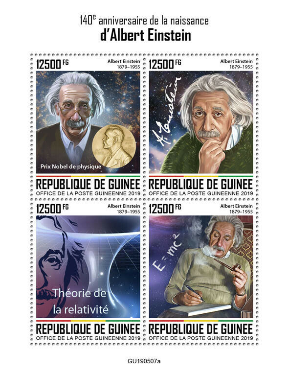 Guinea 2019 MNH Albert Einstein Stamps Famous People Science Physics 4v M/S
