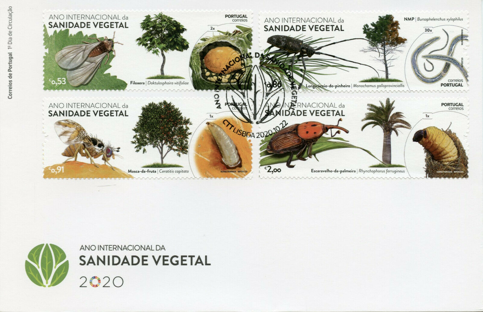 Portugal Trees Stamps 2020 FDC Intl Year of Plant Health Insects Bugs 4v Set