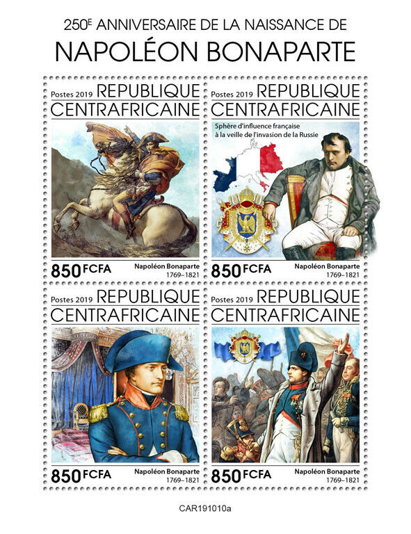 Central African Rep 2019 MNH Napoleon Bonaparte Stamps Famous People 4v M/S