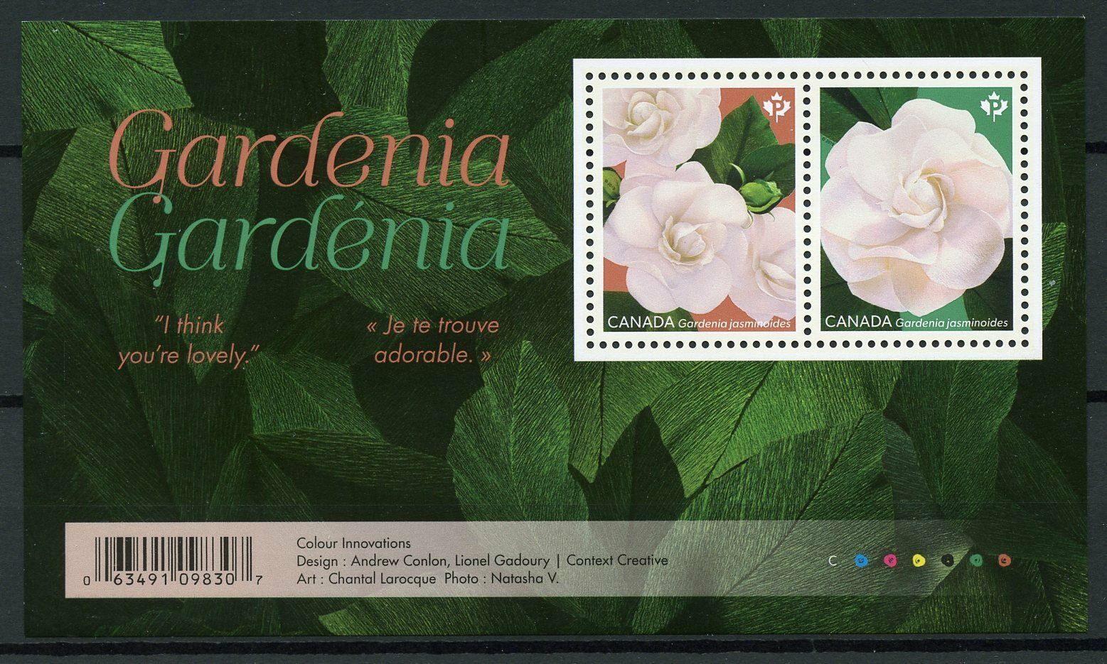 Canada 2019 MNH Gardenia Cape Jasmine 2v S/A M/S Nature Flowers Stamps
