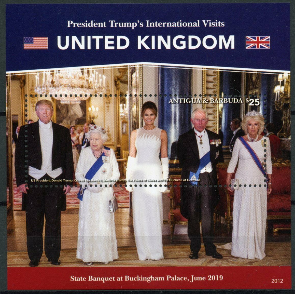 Antigua & Barbuda Donald Trump Stamps 2020 MNH Visits Queen Elizabeth II 1v S/S