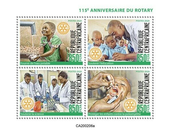 Central African Medical Stamps 2020 MNH Rotary International Education 4v M/S