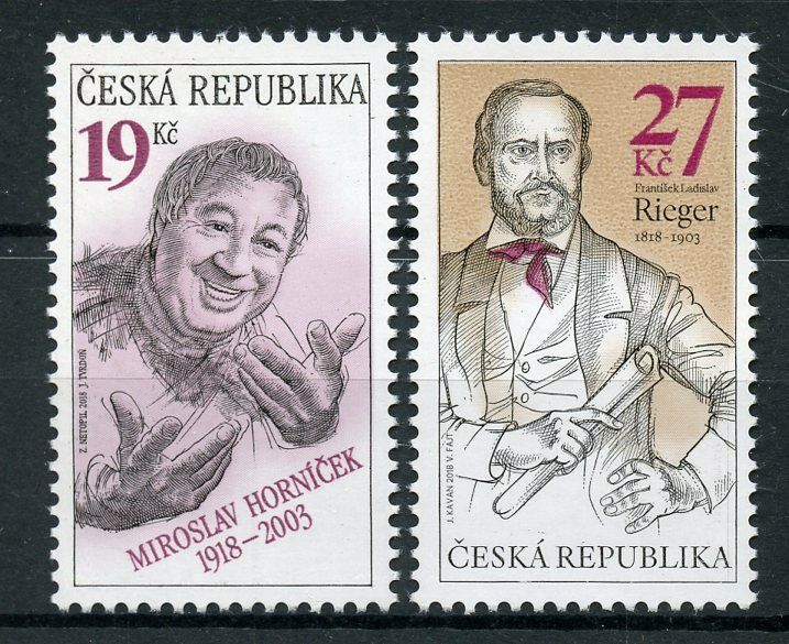 Czech Rep 2018 MNH Miroslav Hornicek Frantisek Rieger 2v Set People Stamps