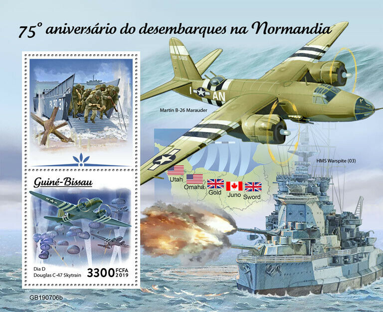 Guinea-Bissau 2019 MNH Military Stamps WWII WW2 Normandy D-Day Aviation 1v S/S