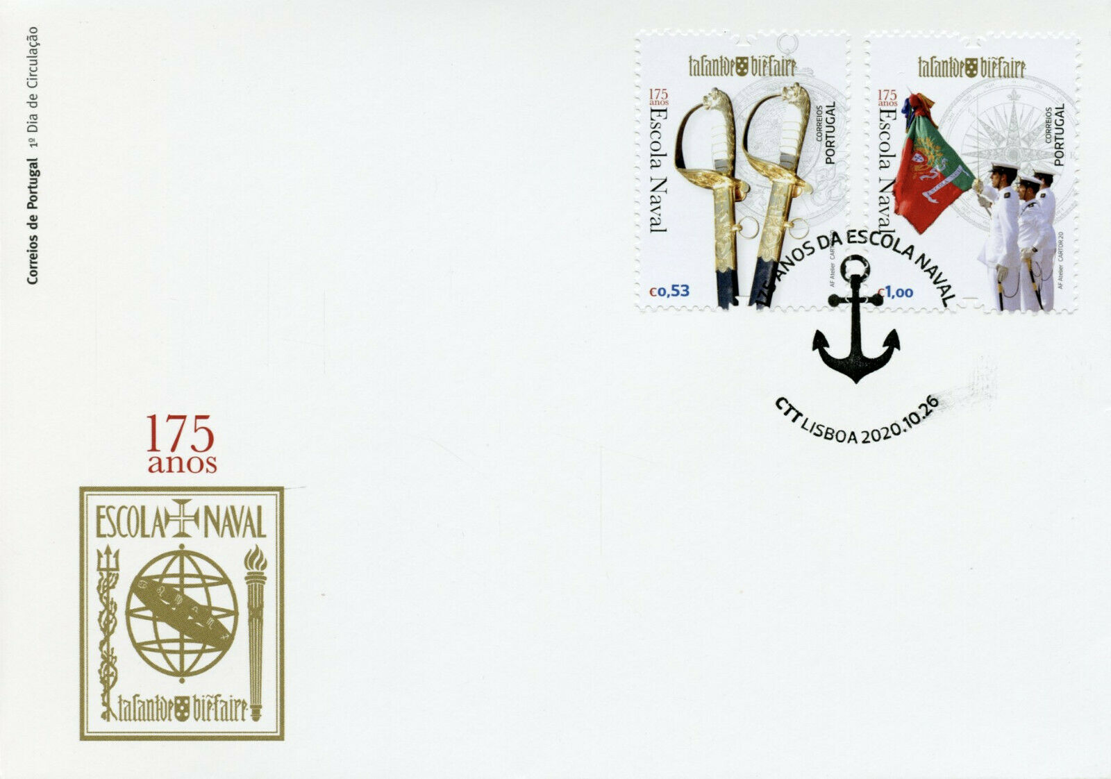 Portugal Military Stamps 2020 FDC Escola Naval Royal Navy Academy 2v Set