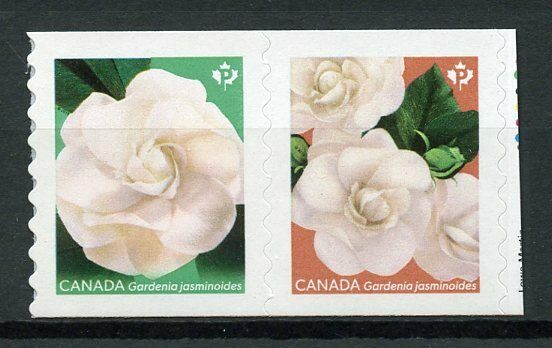Canada 2019 MNH Gardenia Cape Jasmine 2v S/A Coil Set Nature Flowers Stamps
