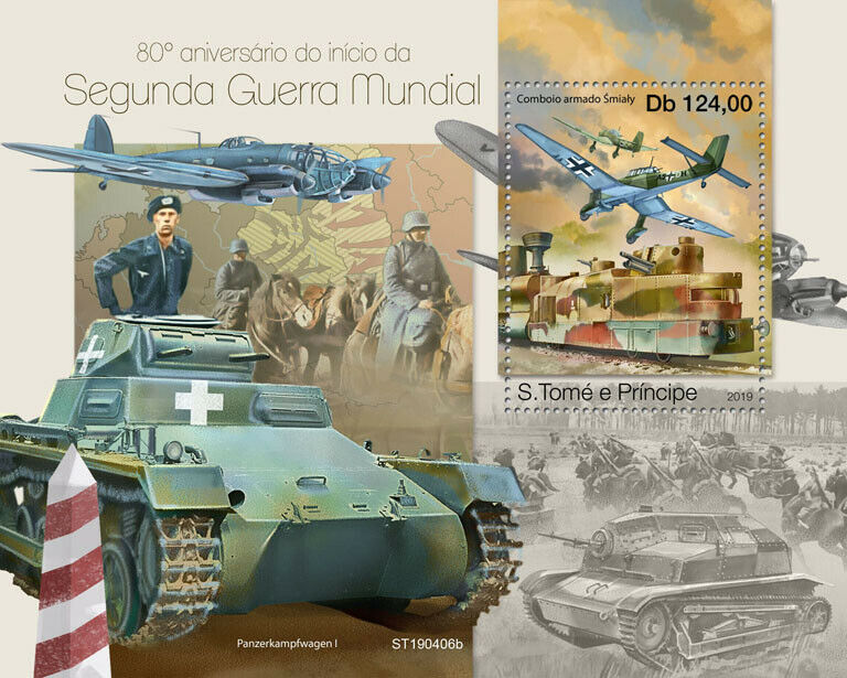Sao Tome & Principe Military Stamps 2019 MNH WWII WW2 Aviation Tanks 1v S/S