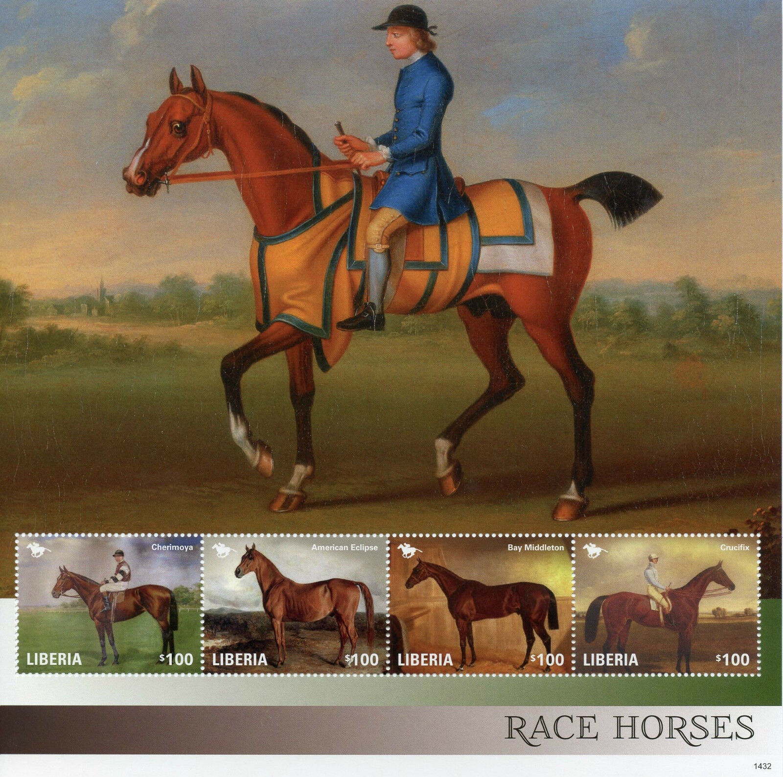 Liberia 2014 MNH Art Stamps Race Horses Horse Racing Cherimoya Paintings 4v MS I