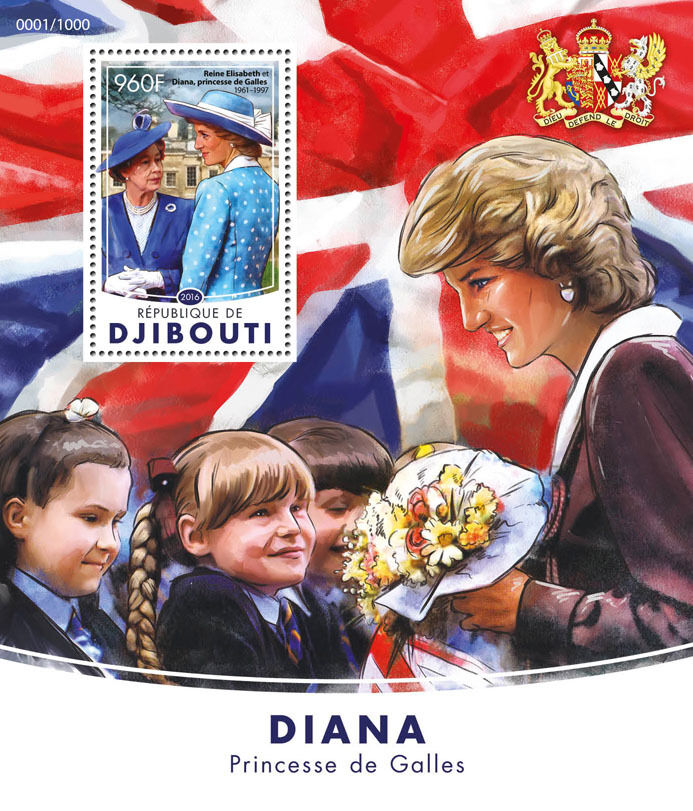 Djibouti Royalty Stamps 2016 MNH Princess Diana Queen Elizabeth II 1v S/S