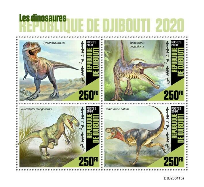 Djibouti 2020 MNH Dinosaurs Stamps Prehistoric Animals Tyrannosaurus Rex 4v M/S