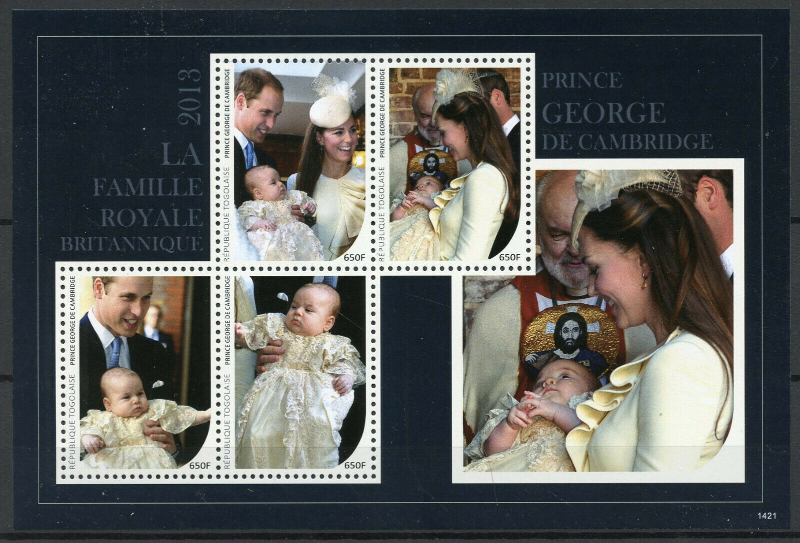 Togo Royalty Stamps 2014 MNH Christening Prince George William & Kate 4v M/S