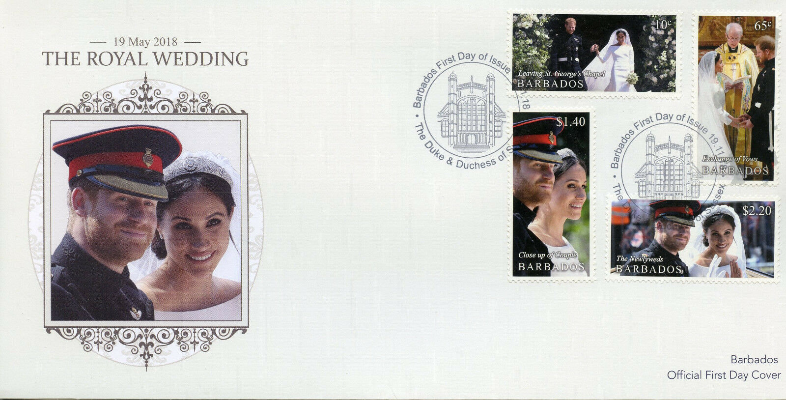 Barbados 2018 FDC Prince Harry & Meghan Royal Wedding 4v Cover Royalty Stamps