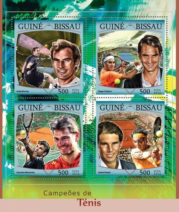 Guinea-Bissau Sports Stamps 2016 MNH Tennis Andy Murray Federer Nadal 4v M/S
