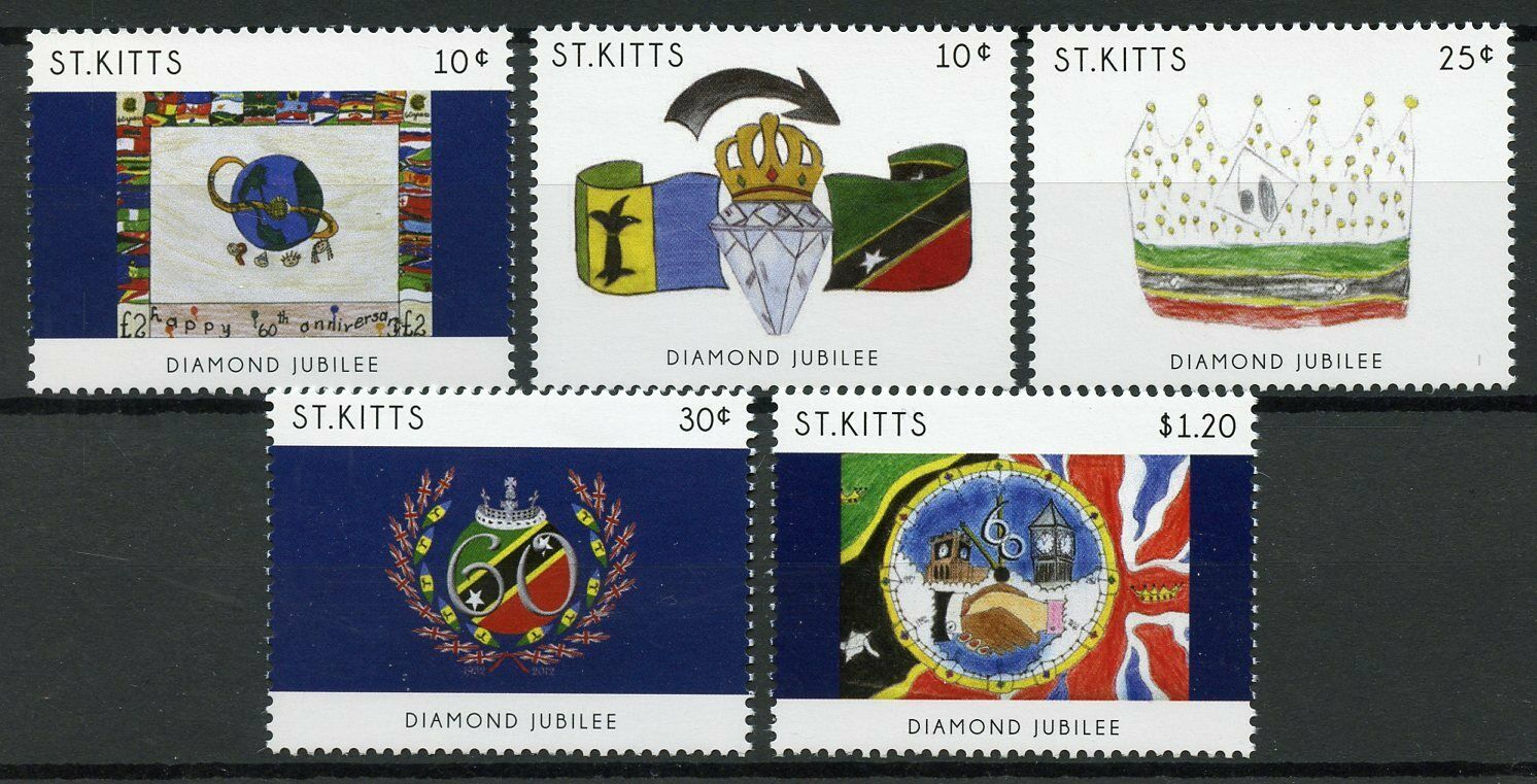 St Kitts Royalty Stamps 2012 MNH Diamond Jubilee Queen Elizabeth II 5v Set