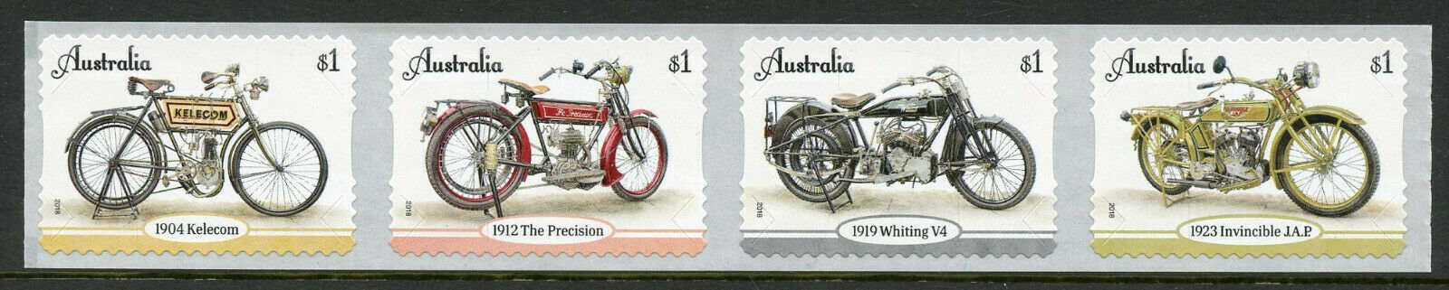 Australia 2018 MNH Vintage Motorcycles Kelecom Whiting V4 4v S/A Motoring Stamps