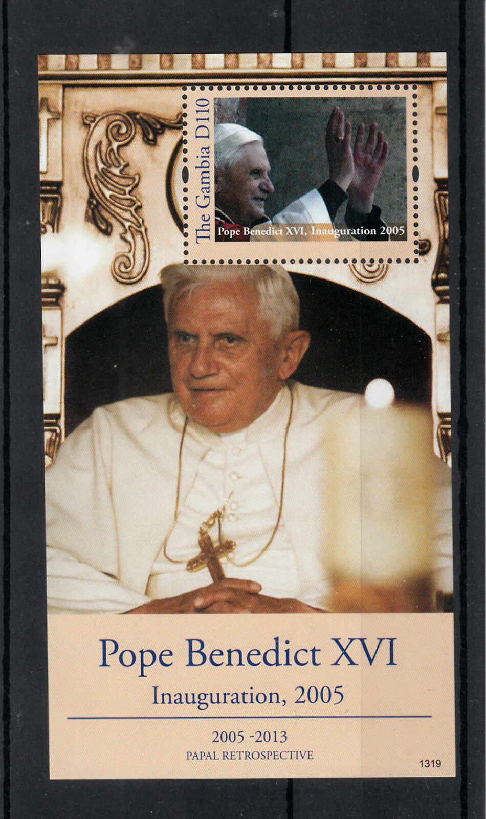 Gambia 2013 MNH Papal Retrospective Pope Benedict XVI Inauguration 2005 1v S/S