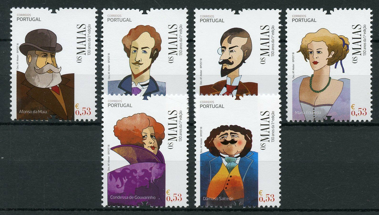 Portugal 2018 MNH Os Maias José Maria de Eça de Queiroz 6v Set Literature Stamps
