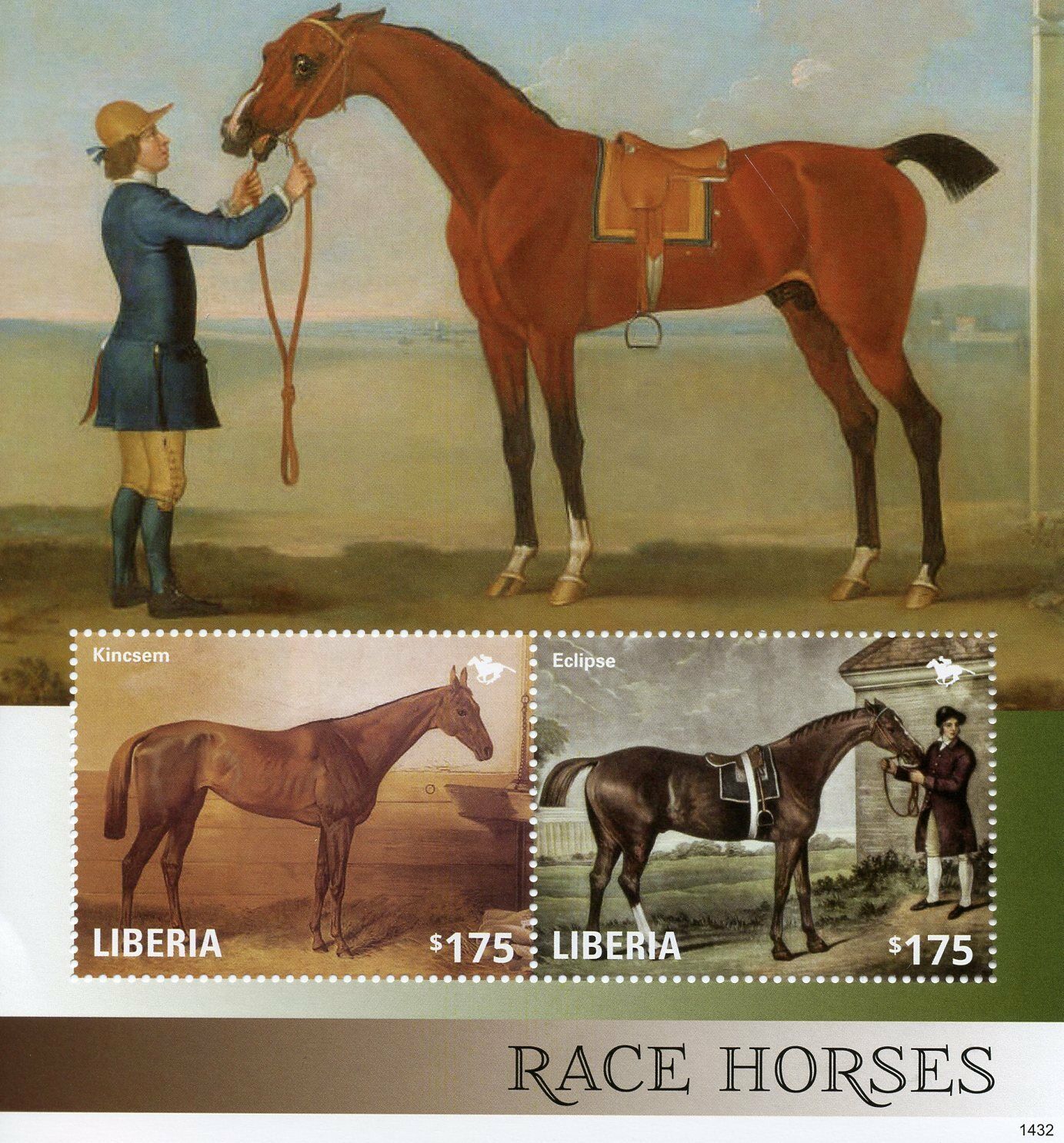 Liberia 2014 MNH Art Stamps Race Horses Kincsem Eclipse Horse Racing 2v S/S I