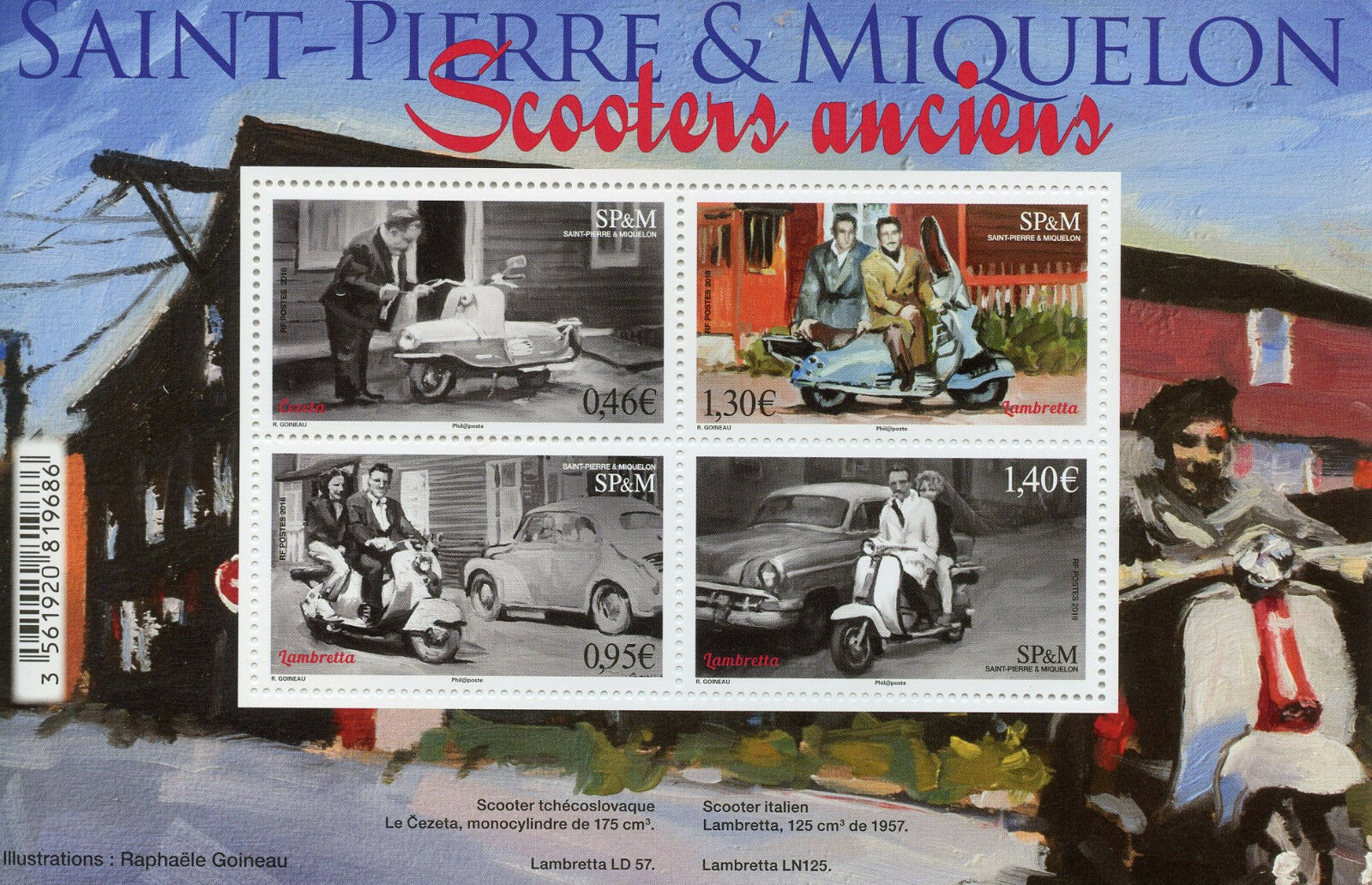 Saint-Pierre & Miquelon SP&M 2018 MNH Old Scooters 4v M/S Motorcycles Stamps