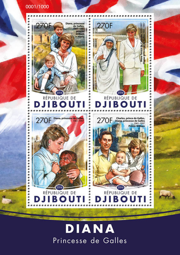 Djibouti Royalty Stamps 2016 MNH Princess Diana Prince William Red Cross 4v M/S