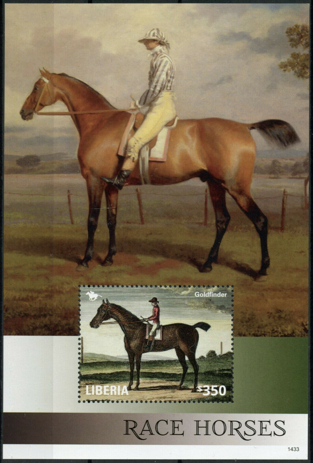 Liberia 2014 MNH Art Stamps Race Horses Horse Racing Goldfinder 1v S/S II