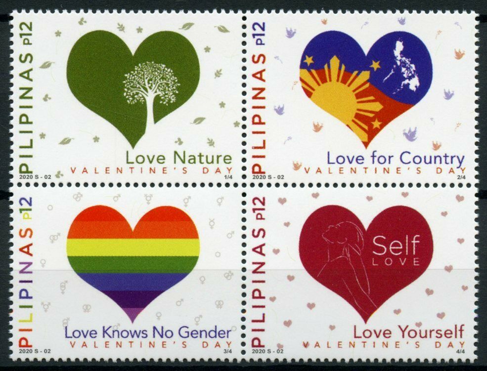 Philippines Valentine's Day Stamps 2020 MNH Greetings Hearts Trees 4v Block