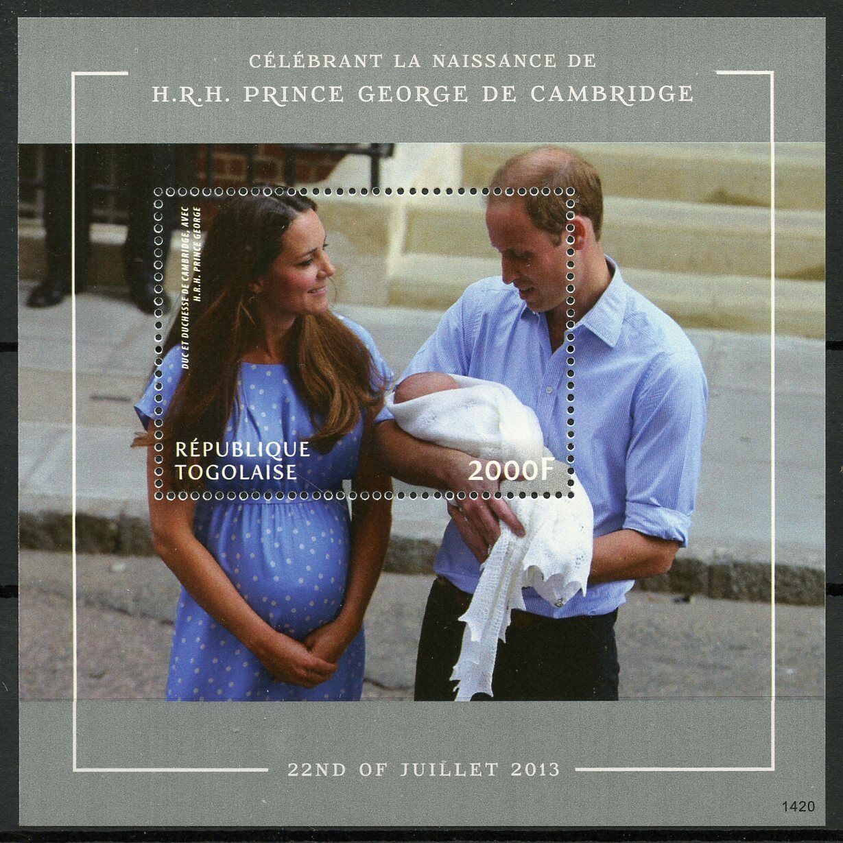Togo Royalty Stamps 2014 MNH Prince George Royal Baby William & Kate 1v S/S